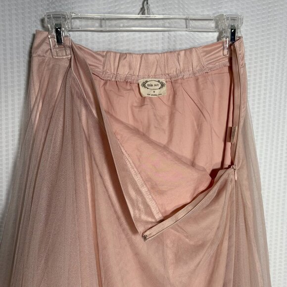 Womens M Layered Tulle Lace Fairycore Balletcore Whimsygoth Sheer Taupe/Pink - Picture 3 of 10